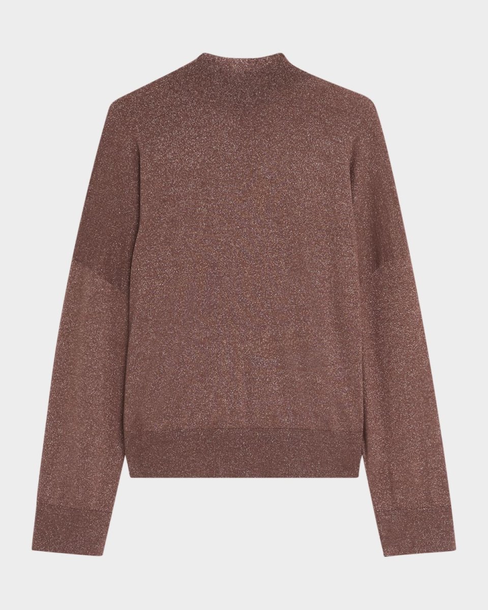 Metallic Cashmere-Silk Mock-Neck Top